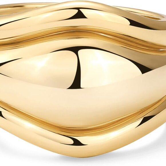 14K Gold Plated Stackable Rings Set for Women, Hypoallergenic, Size 7 - Picture 1 of 6